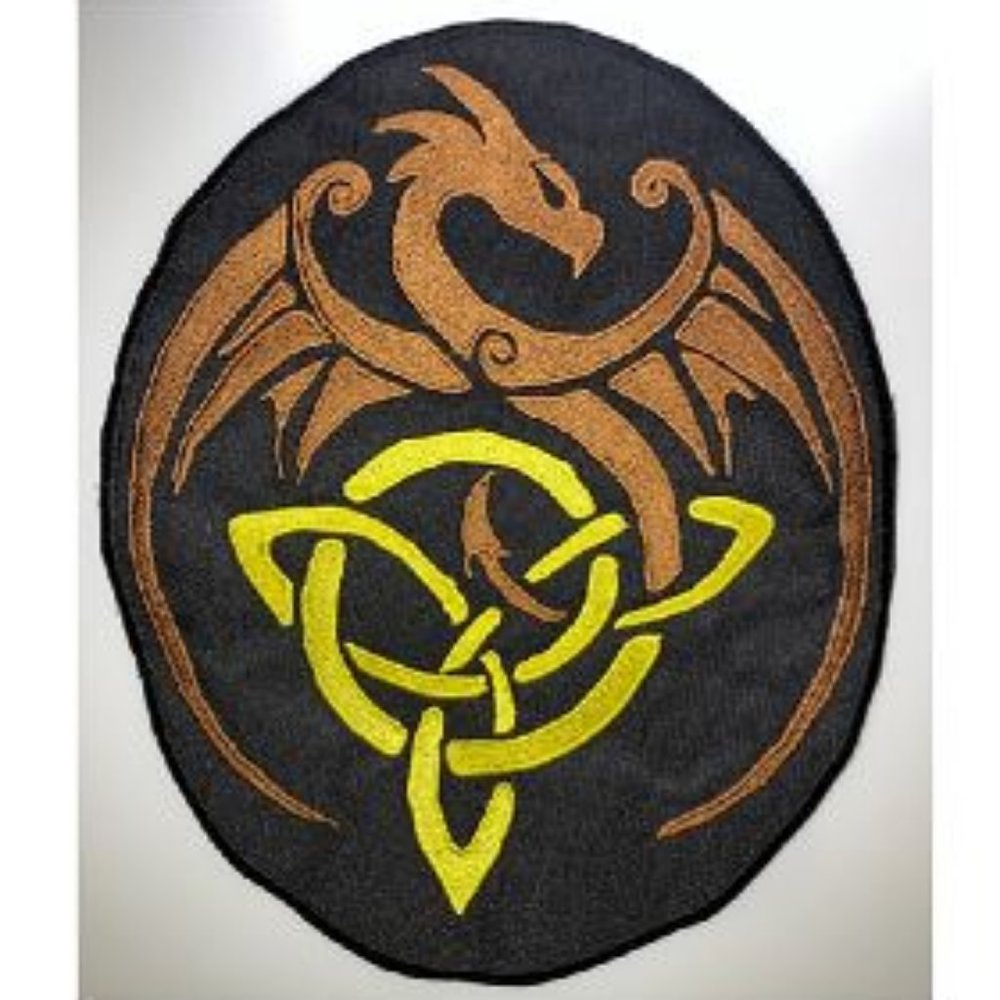 Embroidered Celtic Brown & Gold Dragon Patch